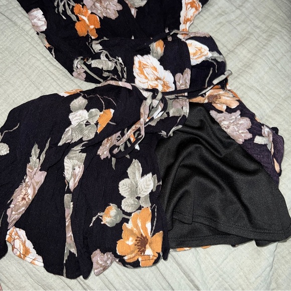 Lulus Floral Flower Print Wrap Mini Dress - Picture 8 of 9
